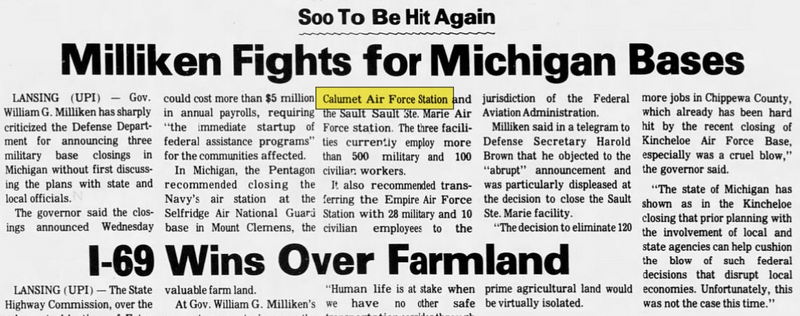 Calumet Air Force Station (Open Skies Project) - April 1978 Article
